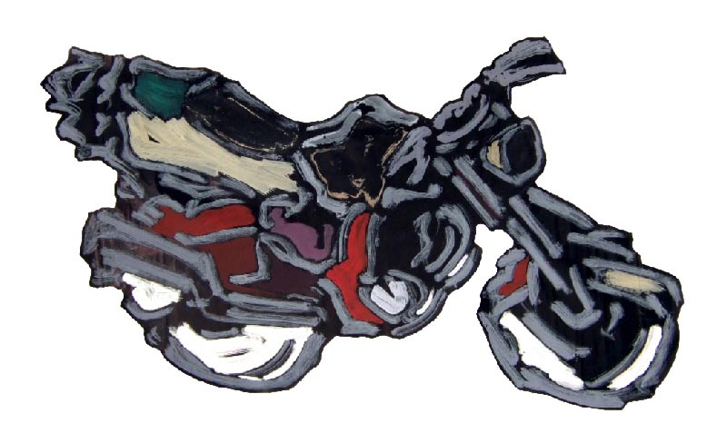 peinture, plastique, art, installation, moto, motorbike